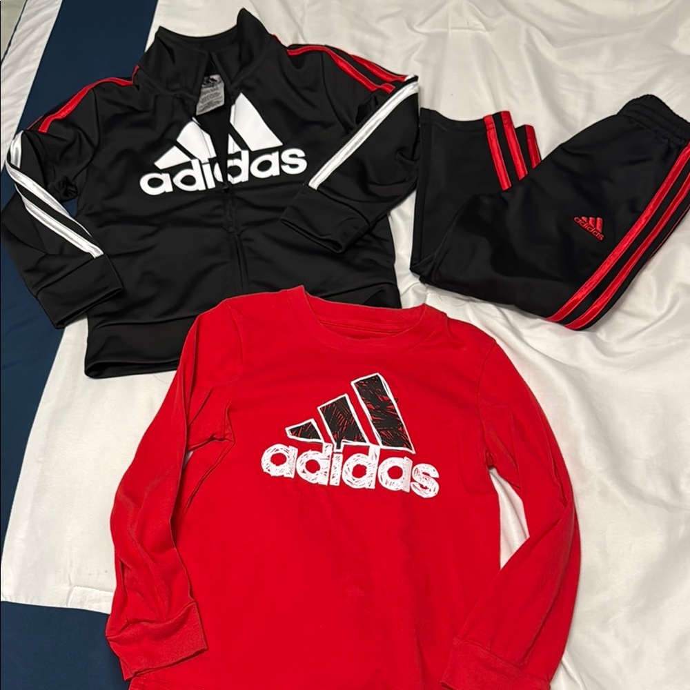 Adidas Black and Red Athletic Set